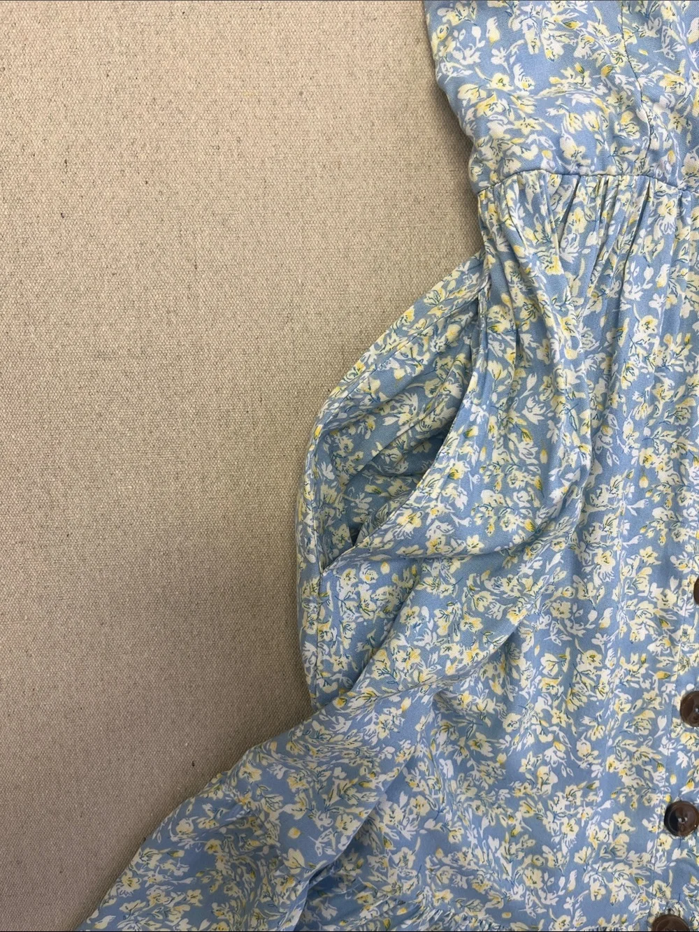 Japra Blue Floral Button Front Midi Dress Pockets Adjustable Straps S - Picture 7 of 13